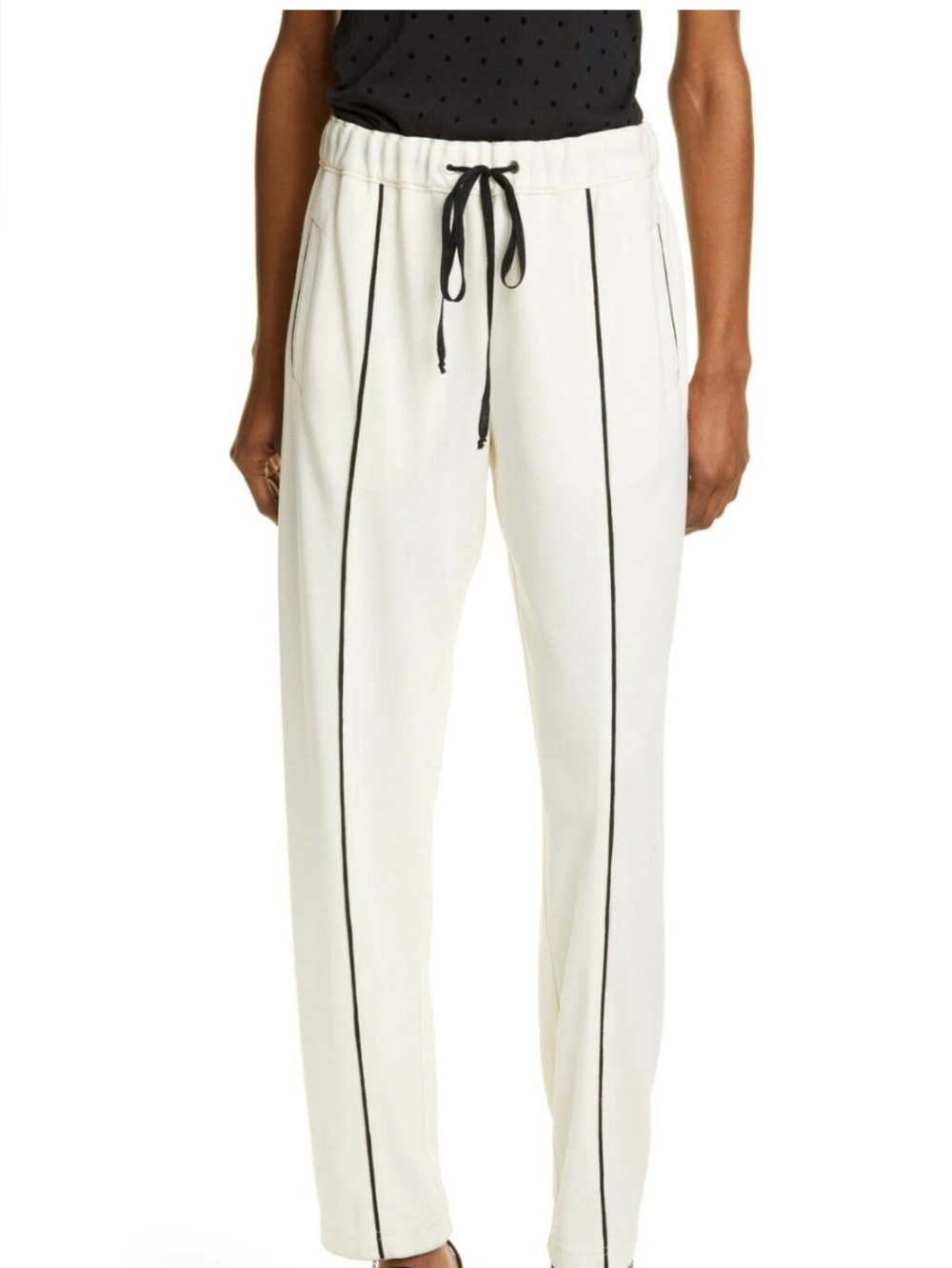 Rag and Bone Stratten Track Pants Size 2 Ivory & Black Stripe